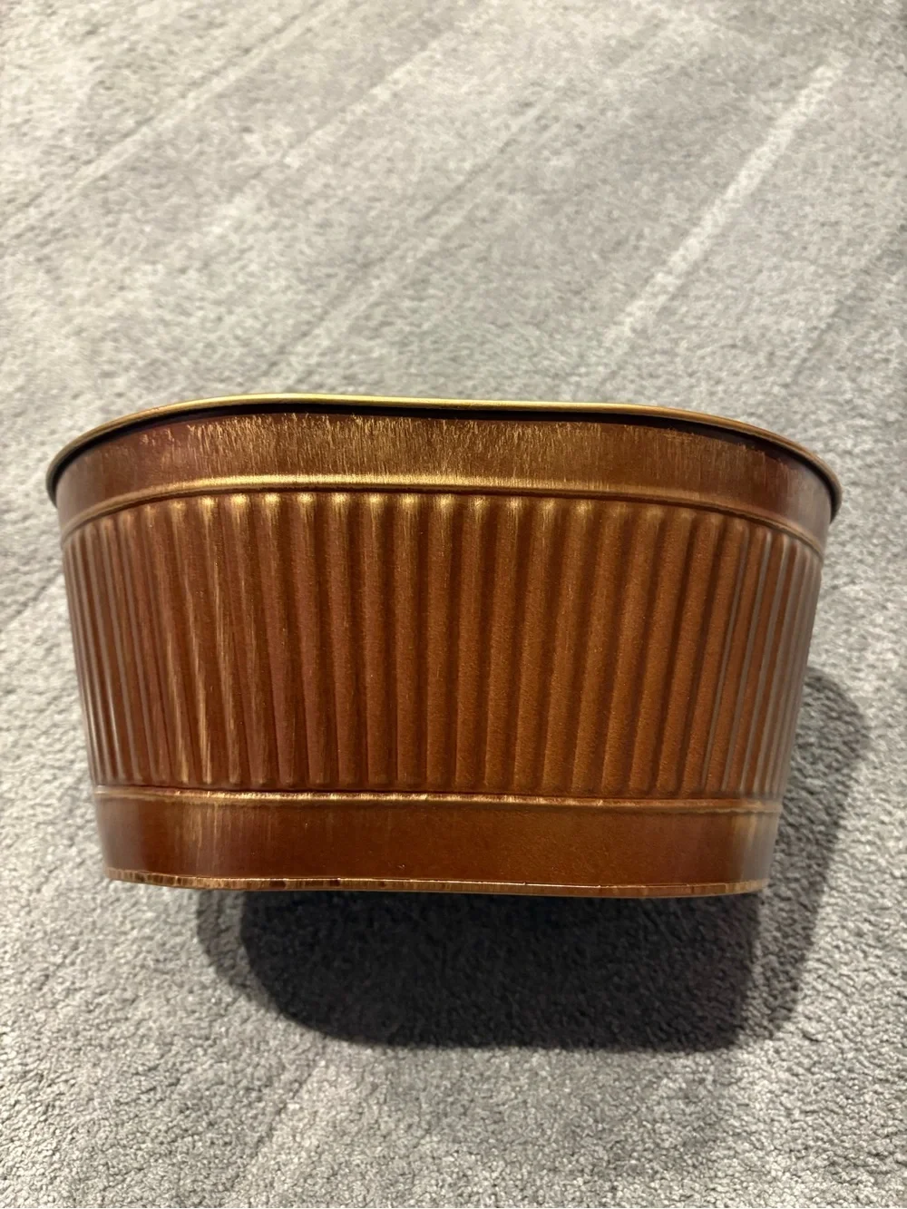 Metal Farmhouse Decorative Bin- Copper Brown